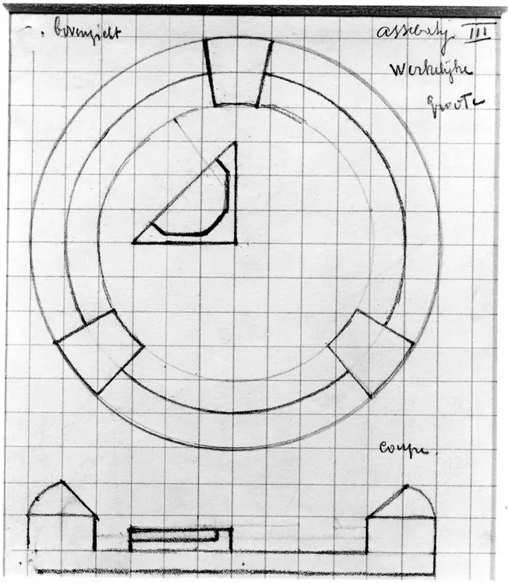 Projet pour un cendrier III (coupe et élévation) by Peeters, Jozef