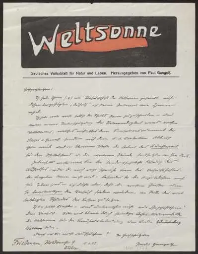 Schreiben an Hermann Muthesius (Brief) by Paul Gangolf