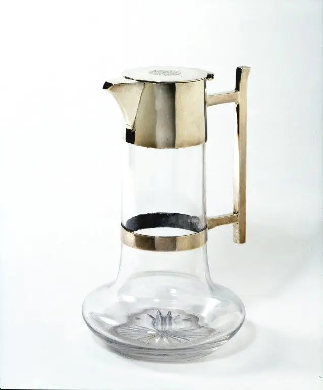 Glass with silver mounts, London hallmarks for 1879-80, mark of Stephen Smith, designed by Christopher Dresser. by Dresser, Christopher