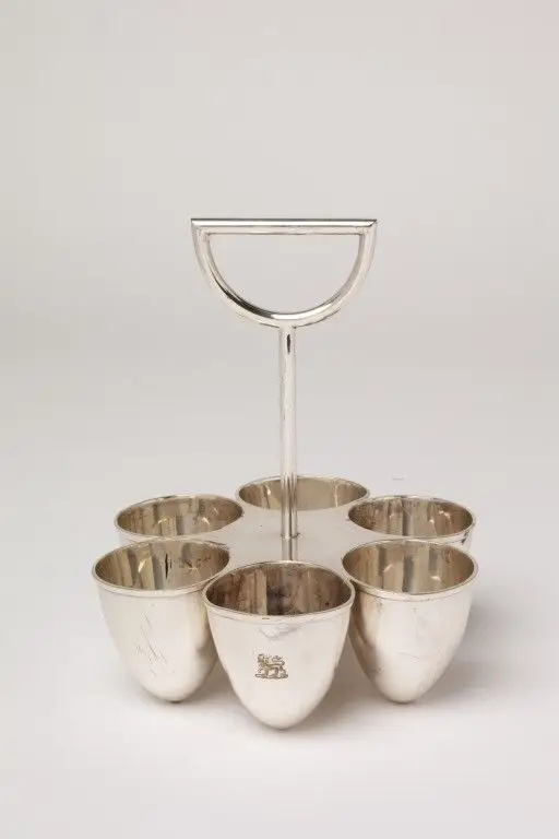 Electroplated cruet stand, Birmingham, around 1878, designed by Christopher Dresser. by Dresser, Christopher