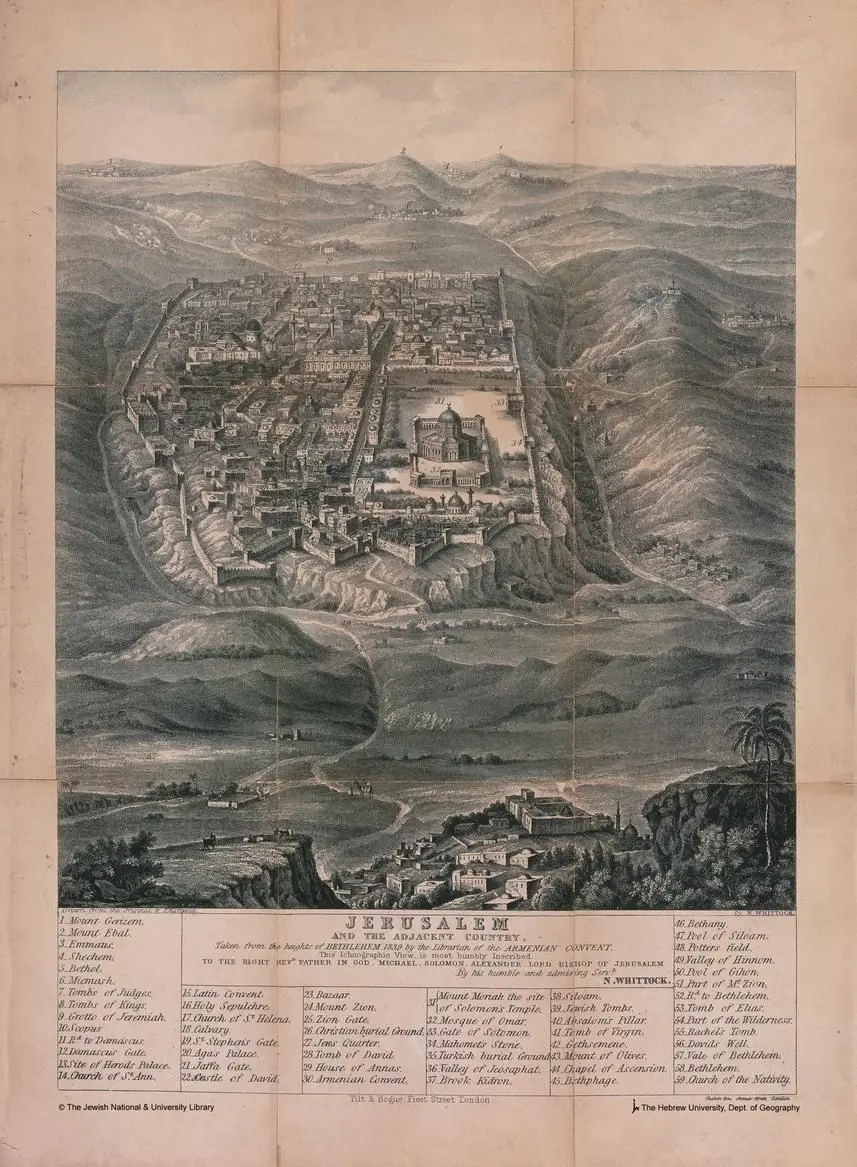 Jerusalem and the adjacent country Taken from the heights of Bethlehem 1839 / by Whittock, N. (Nathaniel), 1791-1860