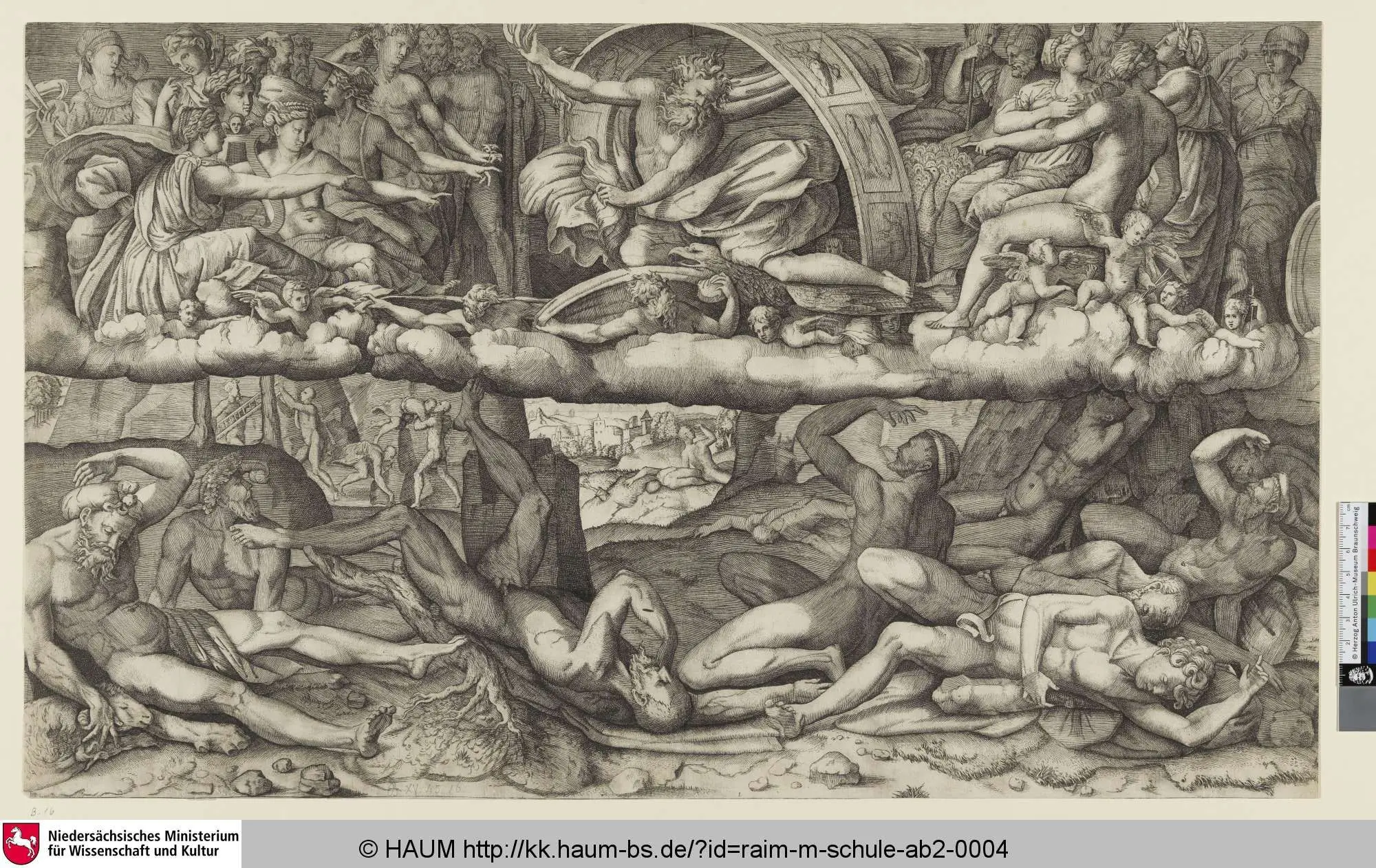 [Jupiter foudroyant les géants; Jupiter defeating the Giants; Jupiter besiegt die Giganten] by Unbekannt (Stecher)