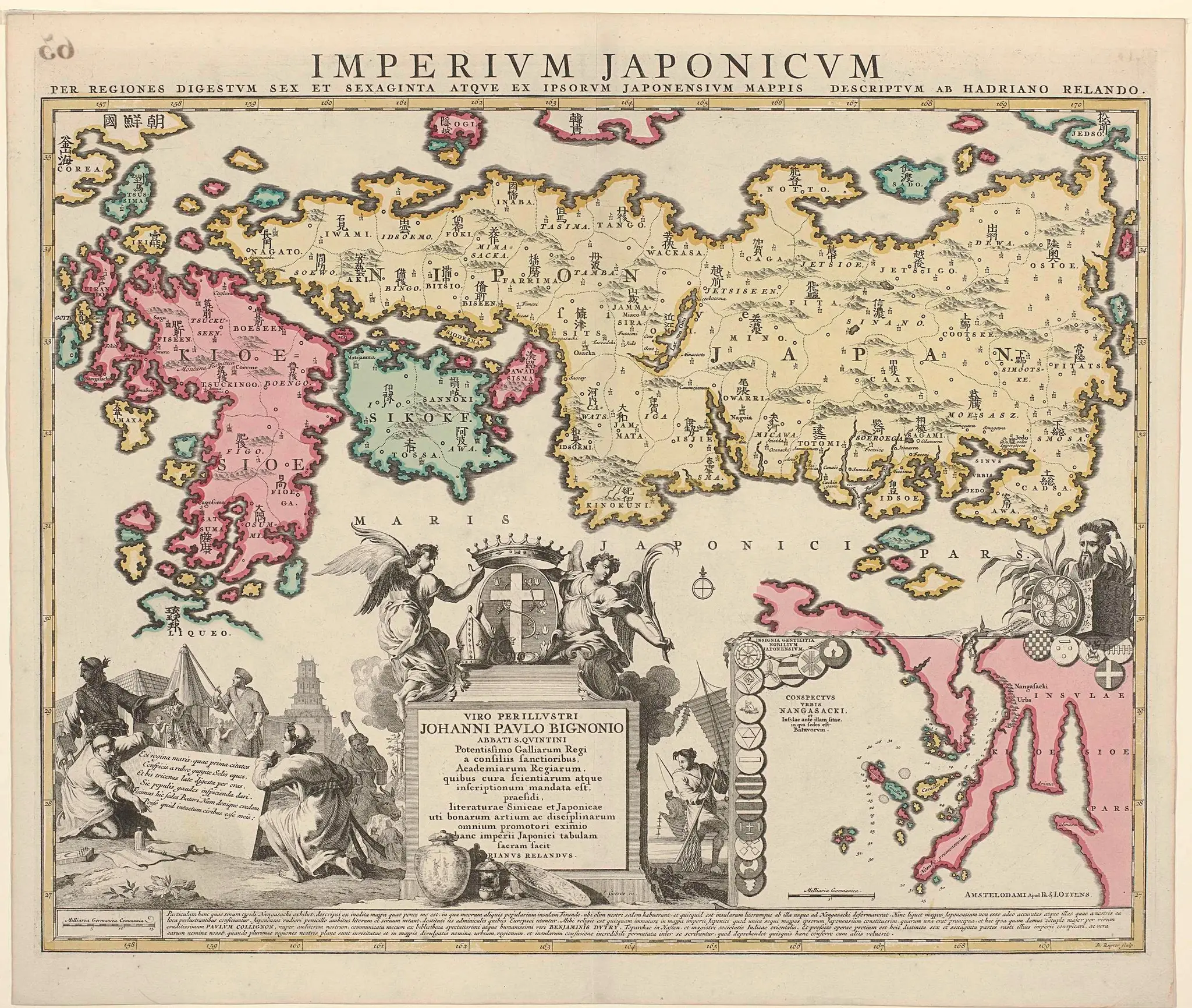 Kaart van Japan met bijkaart van Nagasaki by Unknown artist