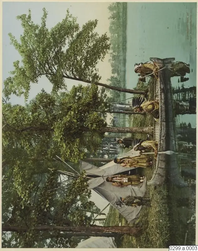 kanot, tält, vatten, fotografi, photograph by Detroit Publishing Company