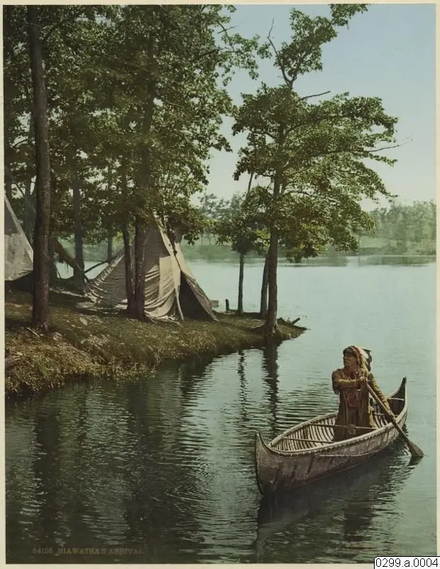 tält, kanot, fotografi, photograph by Detroit Publishing Company