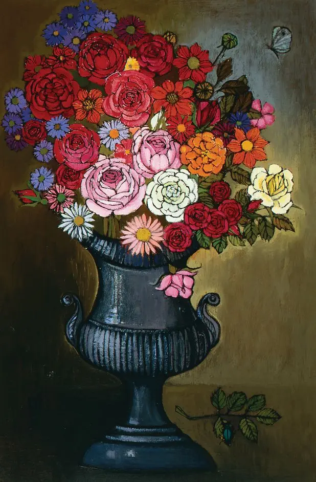 Flowers in Urn by Rosalyn Gale Powell