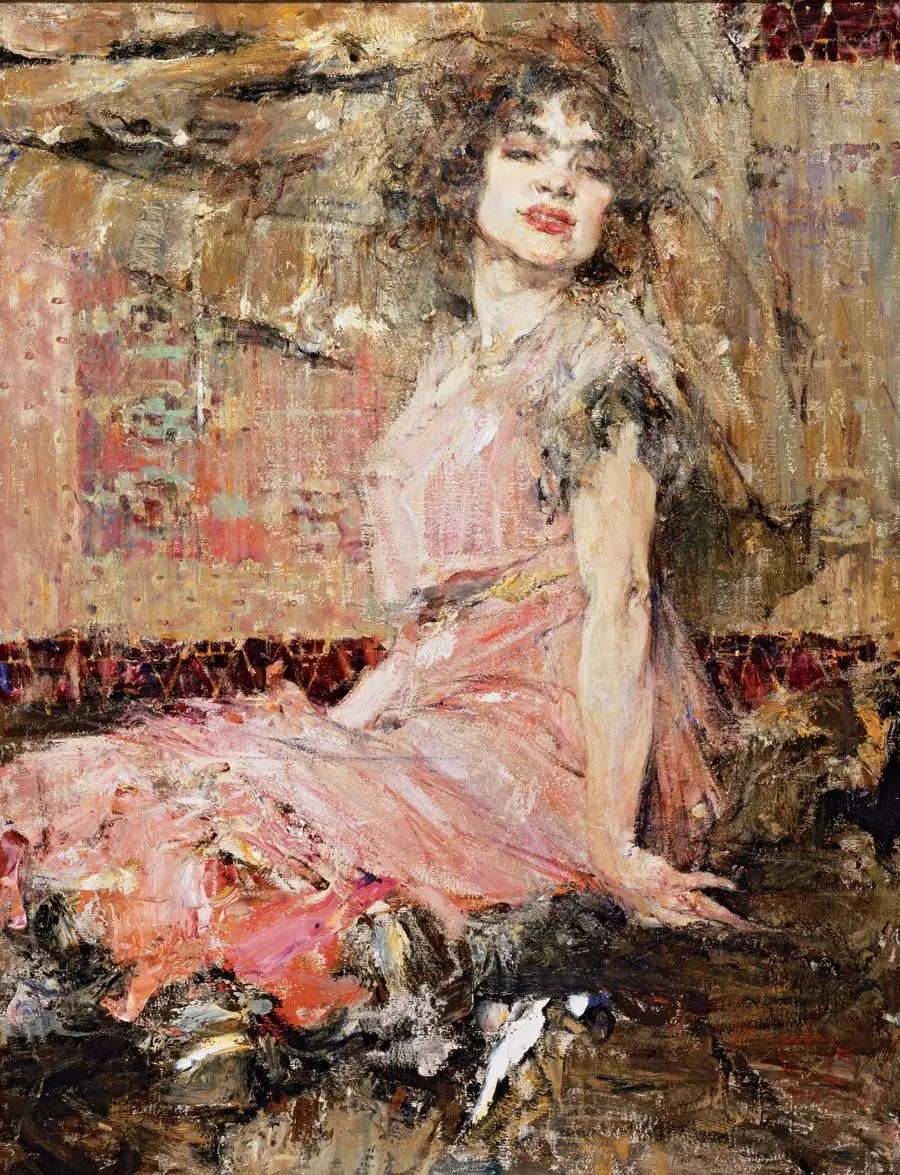 Lady in Pink (Portrait of Natalia Podbelskaya) by Nicolai Ivanovich Fechin