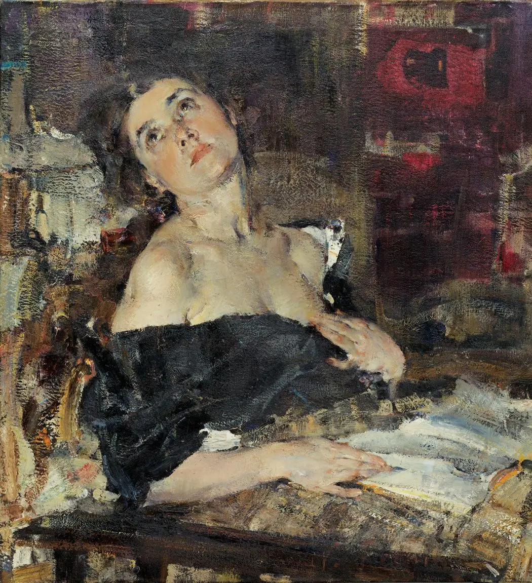 Lady in Black (Portrait of Alexandra Belkovich Fechin) by Nicolai Ivanovich Fechin