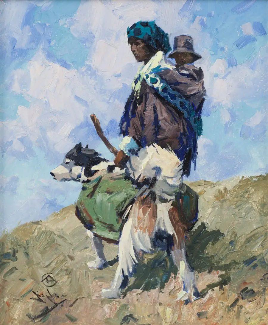 Native Woman and Dog by Eustace Paul Ziegler
