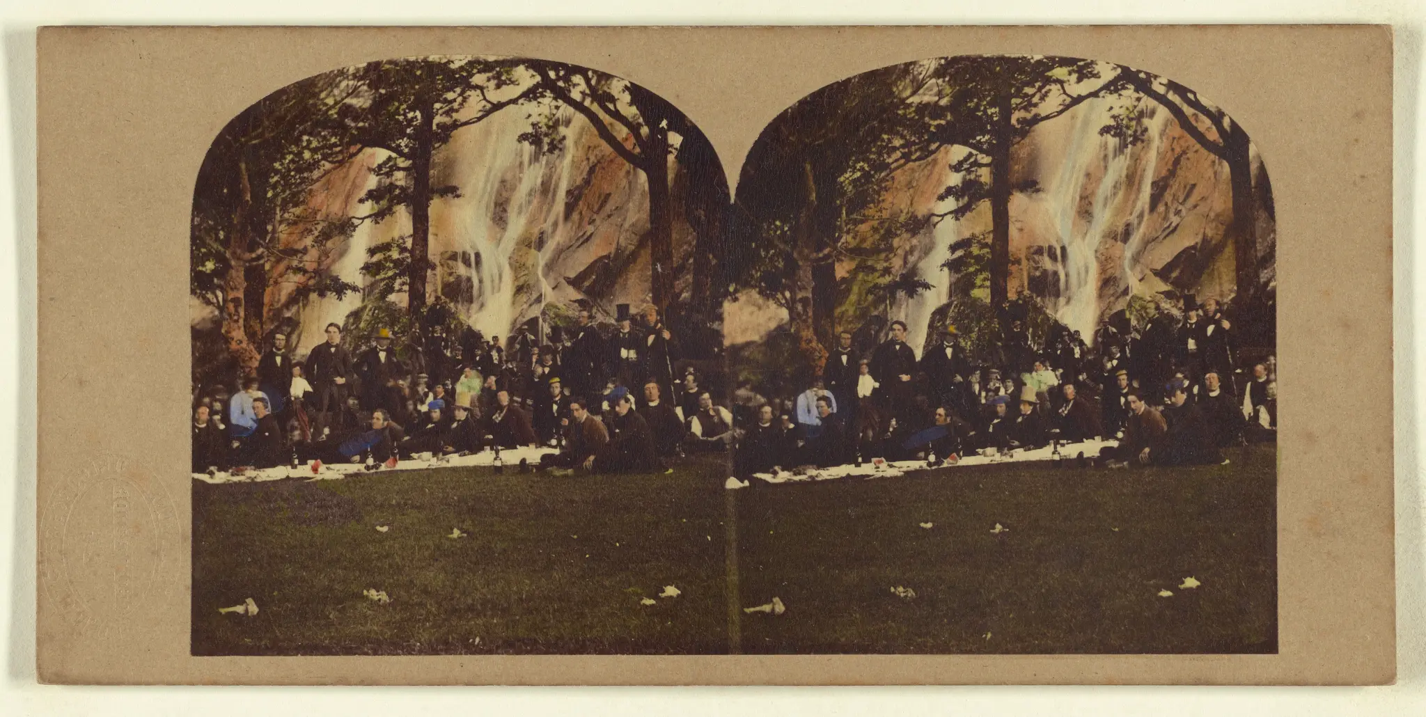 Picnic at Powerscourt Waterfall, County Wicklow, Ireland. by London Stereoscopic and Photographic Company