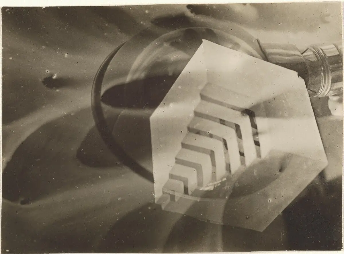 [Lamp with paper exercise, double exposure]. by T. Lux Feininger