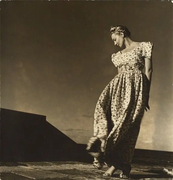 Liz Gibbons Modeling a Floral Dress, Cuba by Louise Dahl-Wolfe