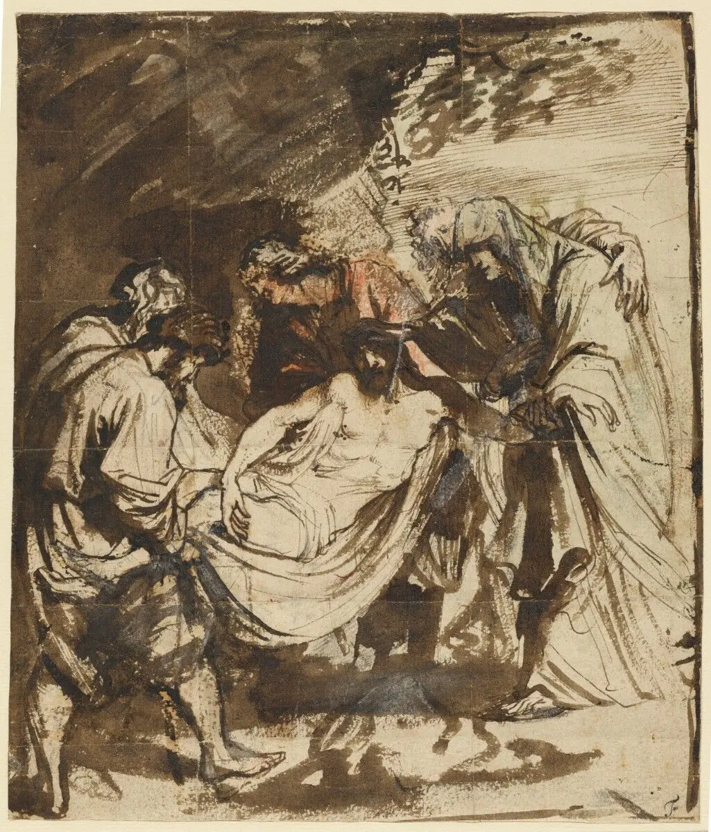 The Entombment (recto); Partial Study of the Entombment (verso) by Anthony van Dyck