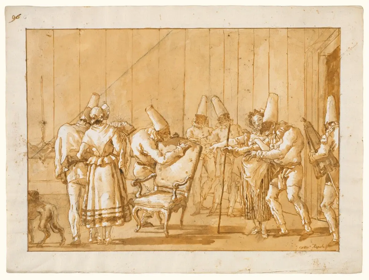 Punchinello is Helped to a Chair by Giovanni Domenico Tiepolo