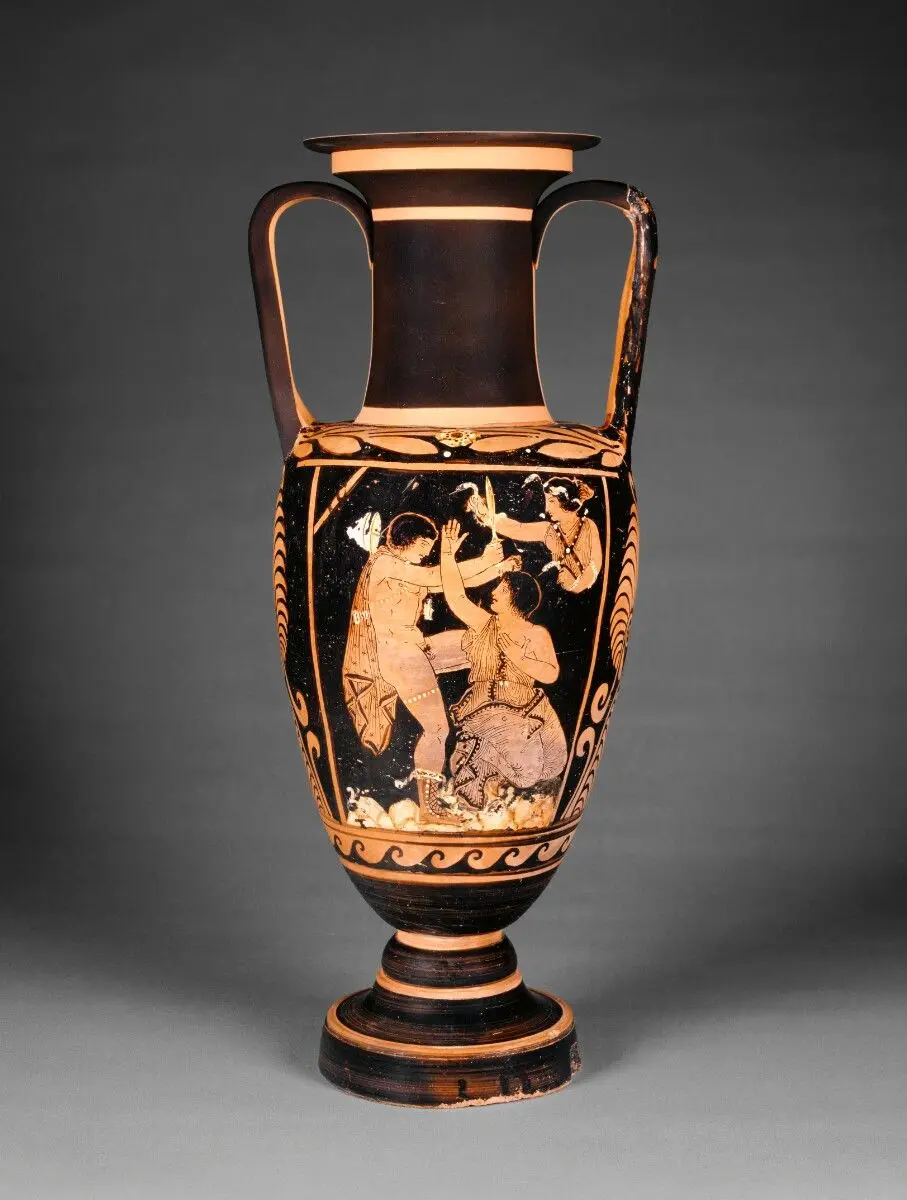 Paestan Vase with Lid (Perhaps from Another Vase) by Asteas