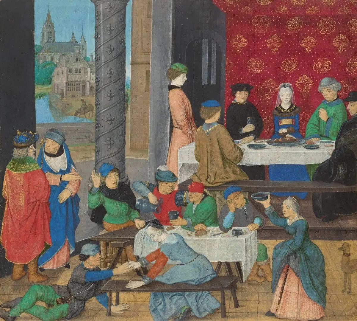 The Temperate and the Intemperate: Miniature from Valerius Maximus, Faits et dits mémorables des romains, translation by Simon de Hesdin and Nicolas de Gonesse of Facta et dicta memorabilia by Master of the Dresden Prayer Book; Valerius Maximus