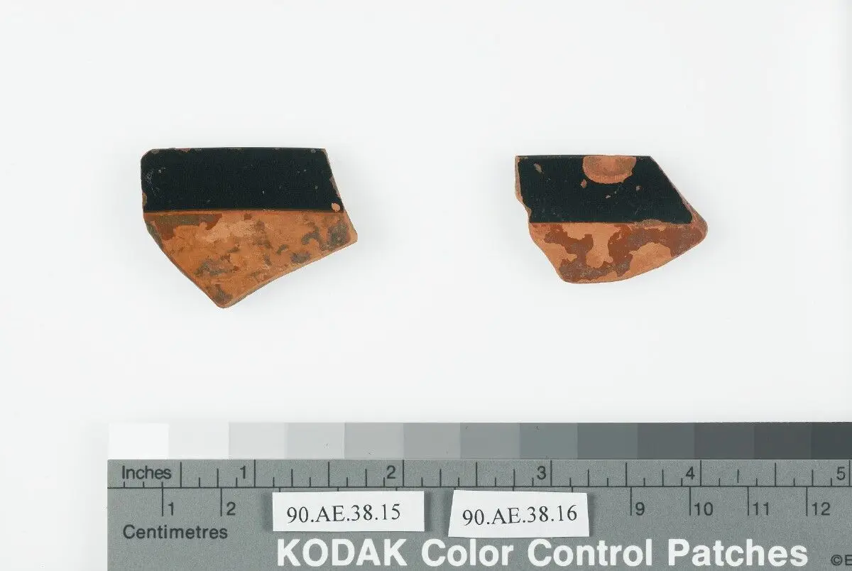 Group of Attic Red-Figure Coral-Red Phiale Fragments (21) by Onesimos