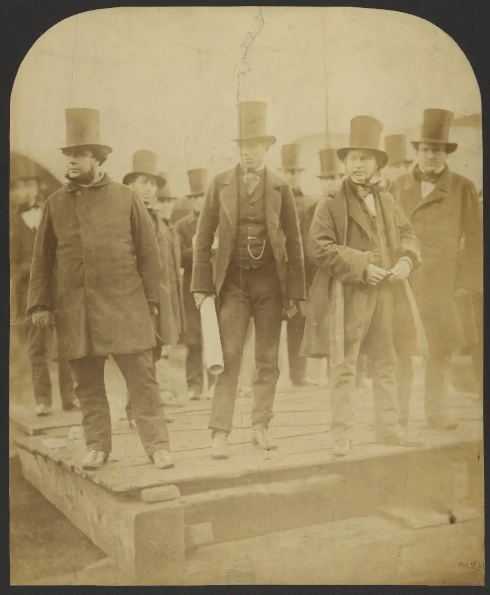 [Group portrait: J. Scott Russell, Henry Wakefield, Isambard Kingdom Brunel, Lord Derby] by Robert Howlett