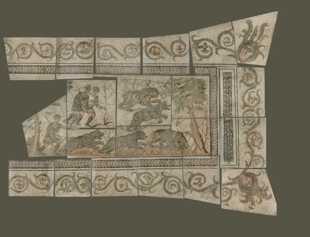 Fragmentary Mosaic Floor with Bear Hunt by Unknown