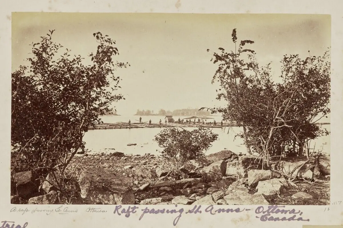 A Raft Passing Saint Anne, Ottawa by Alexander Henderson