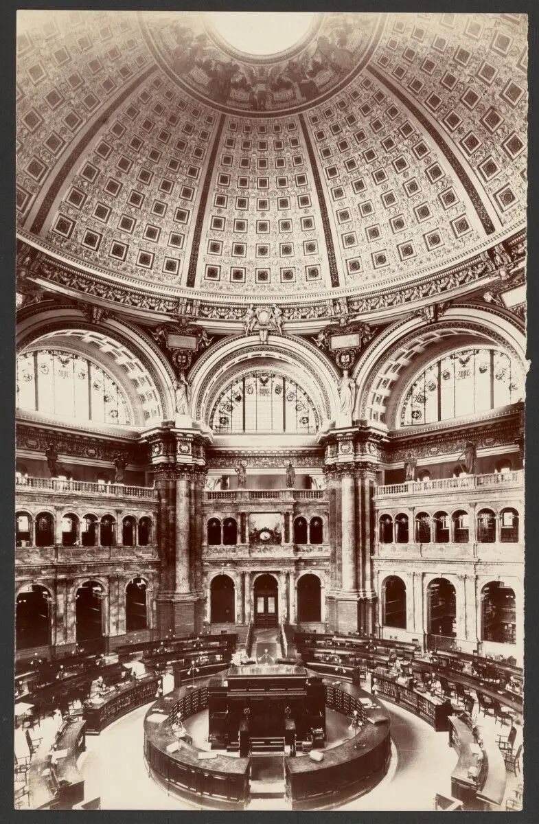 [Reading Room in rotunda, Library of Congress] by Detroit Publishing Co.