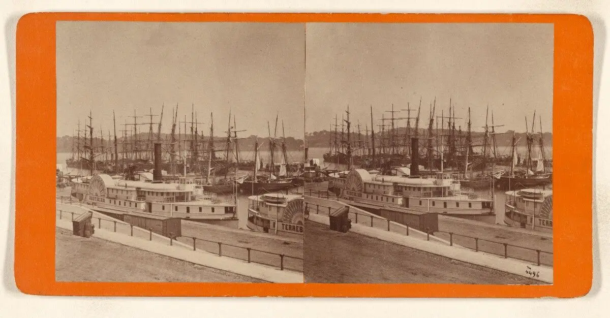[River Boats, Montreal Harbour] by Alexander Henderson