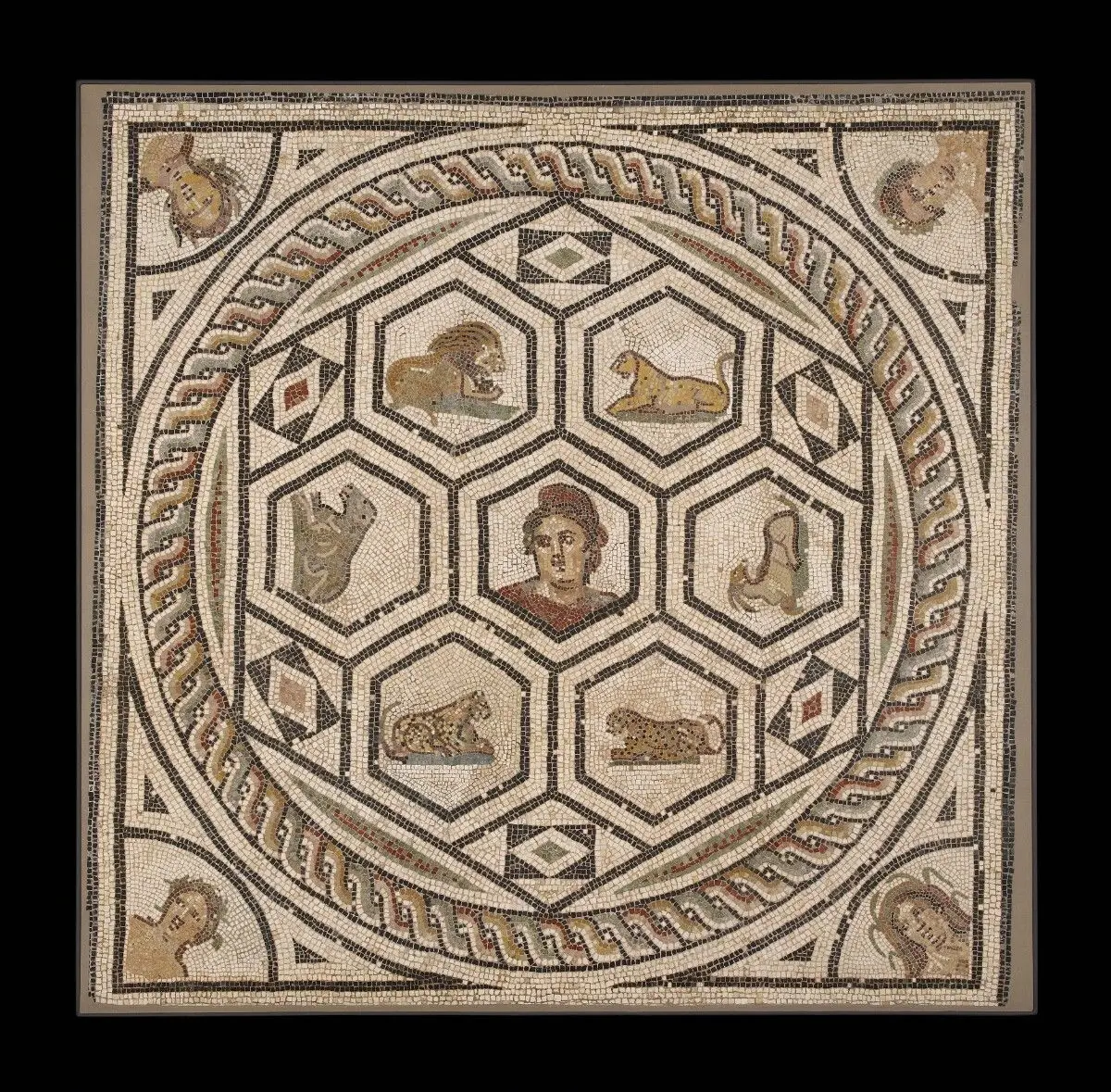 Mosaic Floor with Orpheus and the Animals, with Four Seasons in the Corners by Unknown