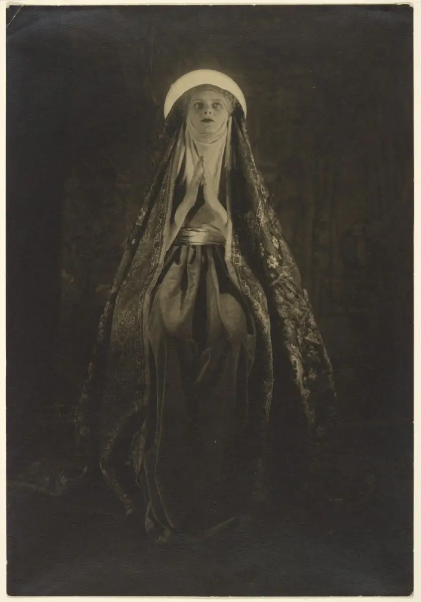 [Portrait of a Woman Wearing a Long, Veiled Hat] by Francis Bruguière