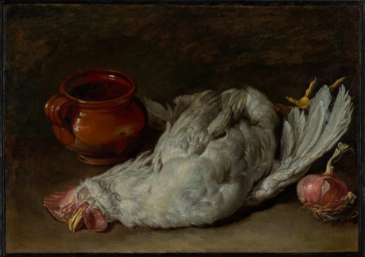 Still Life with Hen and Onion by Giacomo Ceruti