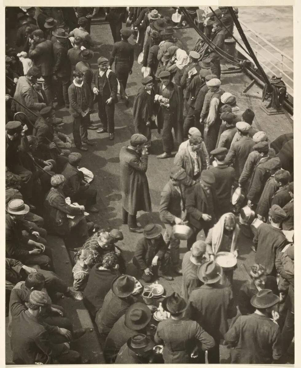 [Soup Line on Freighter] by Francis Bruguière