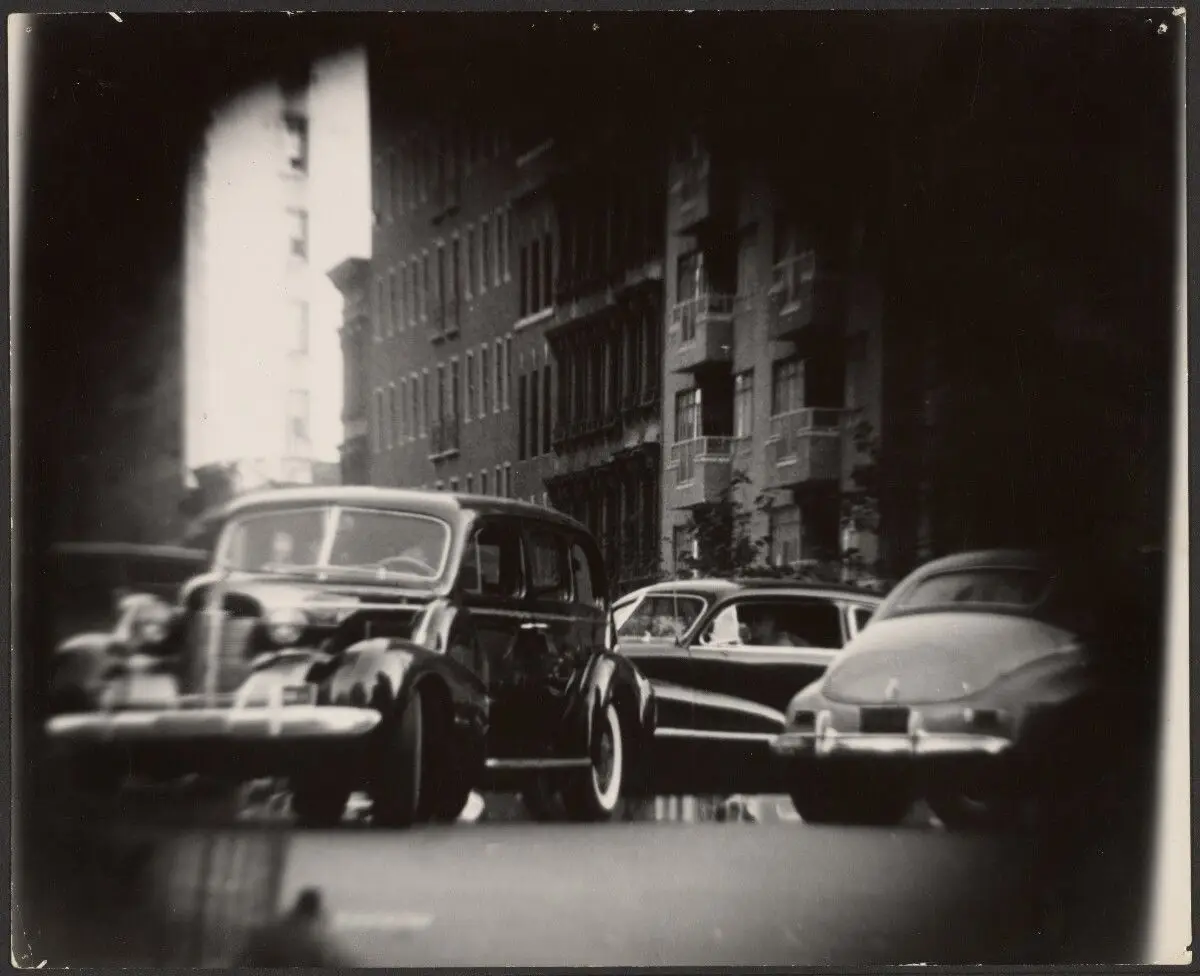 [Cars in city street]. by T. Lux Feininger
