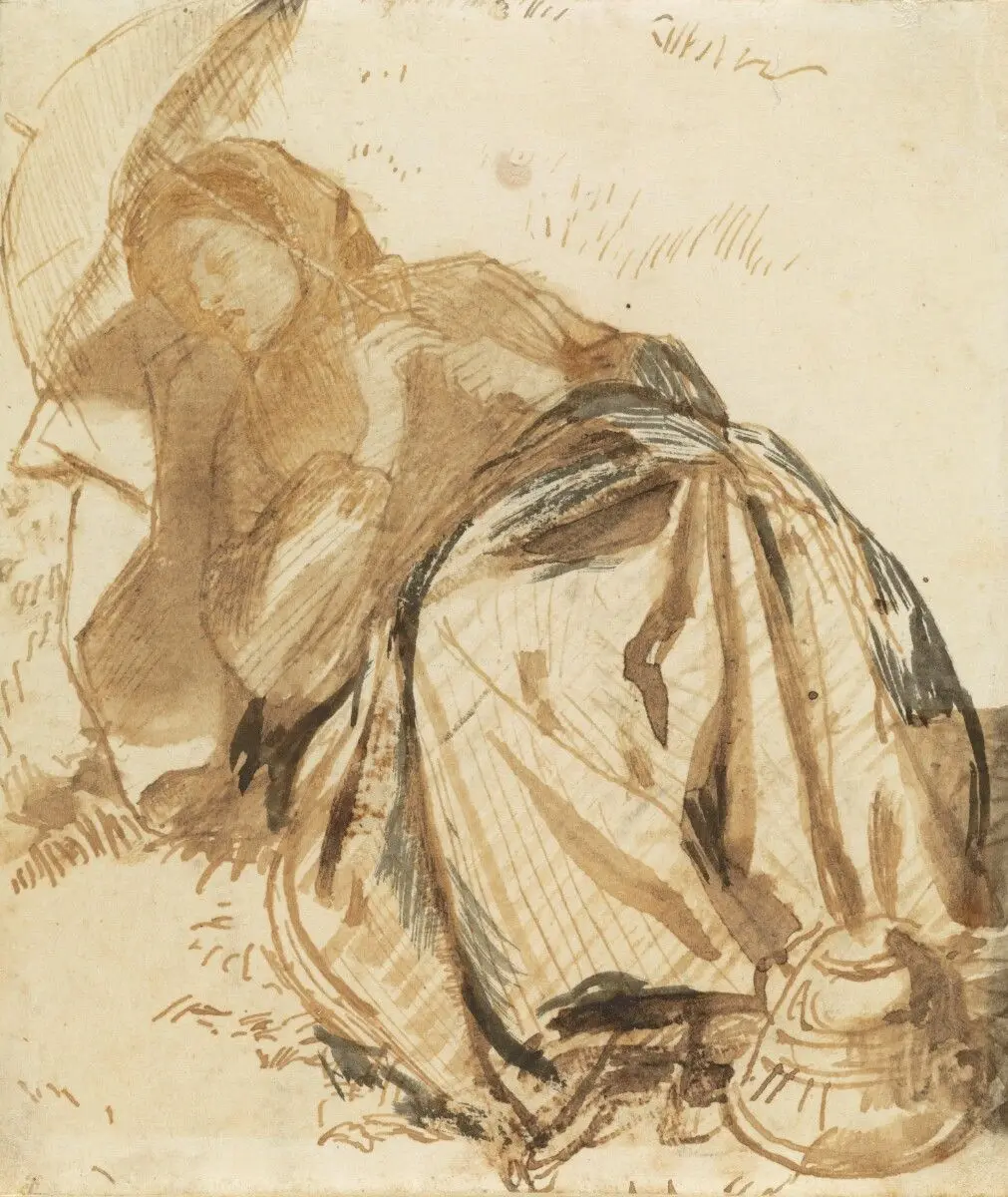 Portrait of Elizabeth Siddal Resting, Holding a Parasol by Dante Gabriel Rossetti