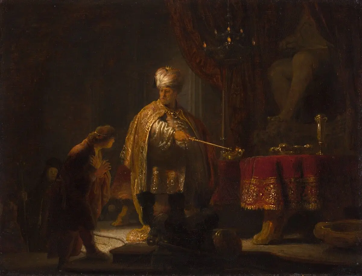 Daniel and Cyrus Before the Idol Bel by Rembrandt Harmensz. van Rijn