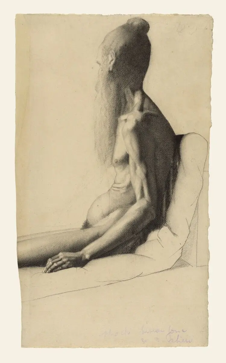 Nude Study of an Old Man (Père Bainville) by Georges Seurat