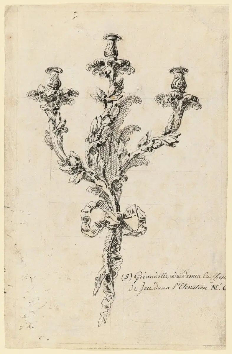 Drawing for a Wall Light by Pierre Contant d'Ivry