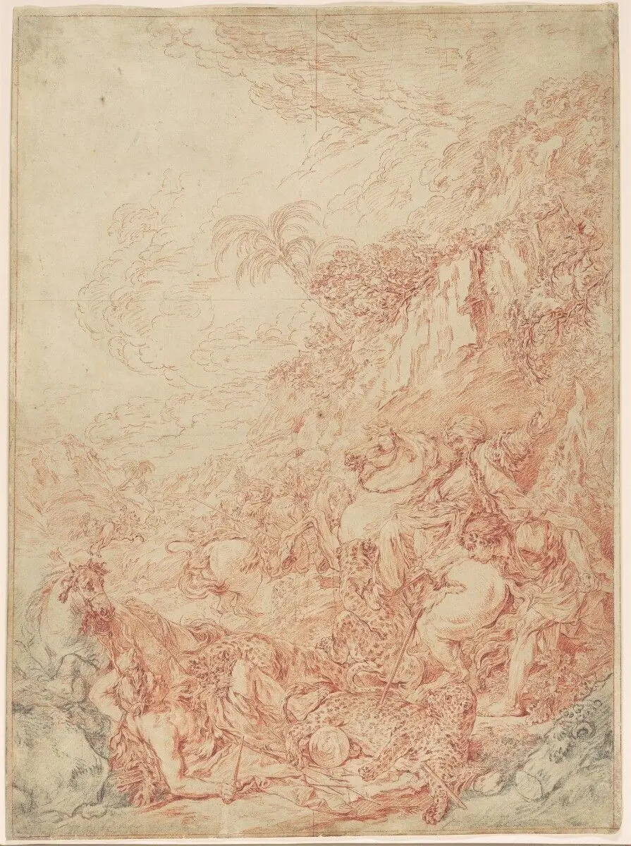 Leopard Hunt by Jean Jacques Flipart; François Boucher