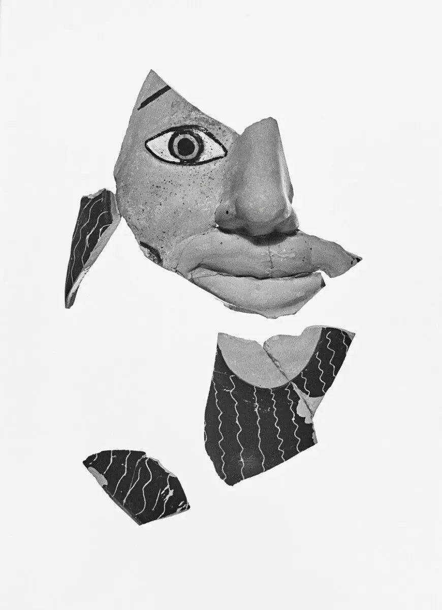 Fragmentary Attic Red-Figure Janiform Kantharos with Relief Masks by Onesimos