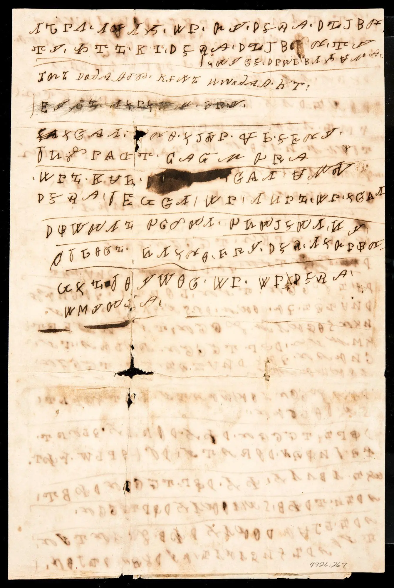 Handwritten document in Cherokee syllabary by Native