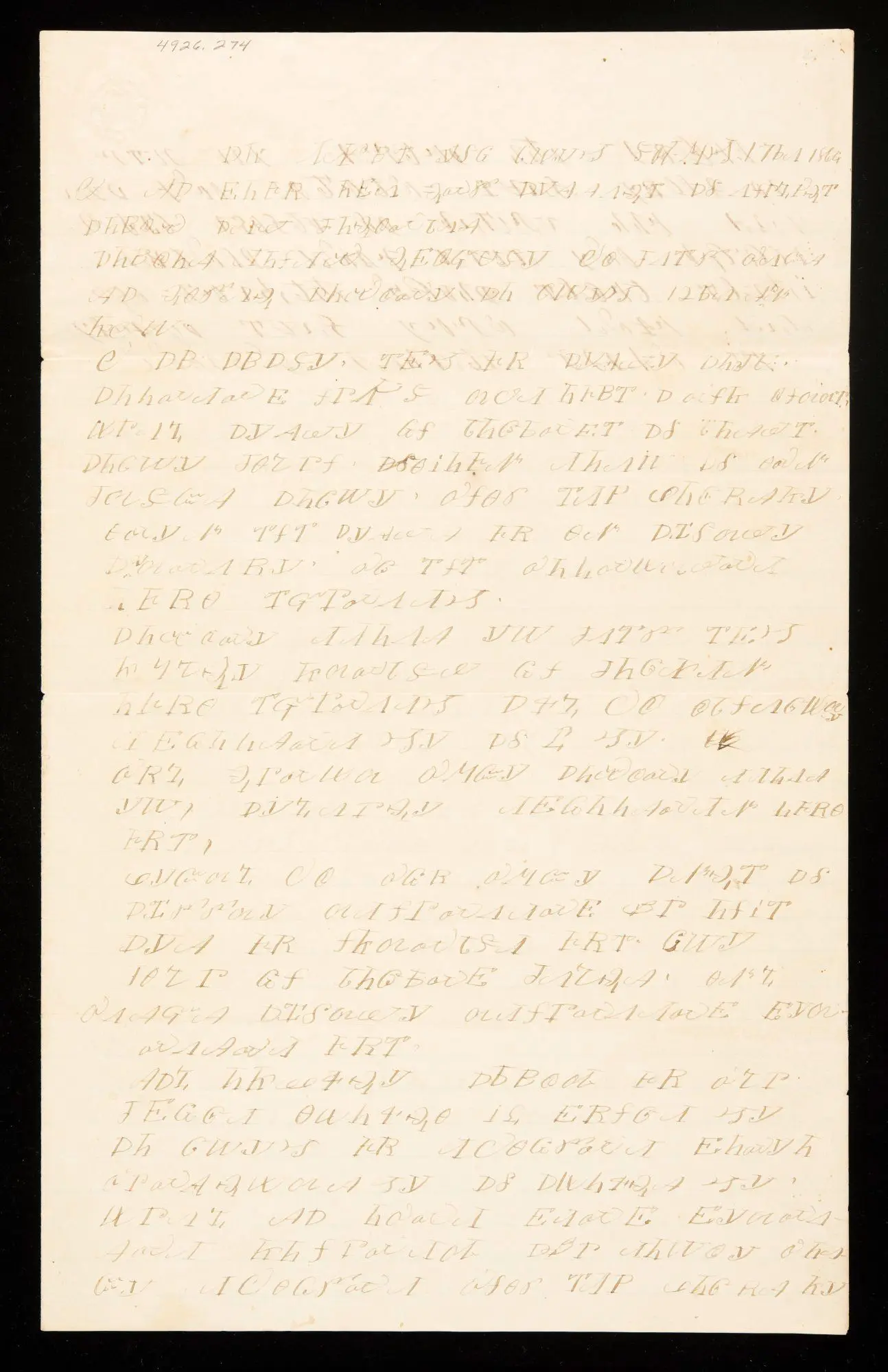 Handwritten document in Cherokee syllabary by Native
