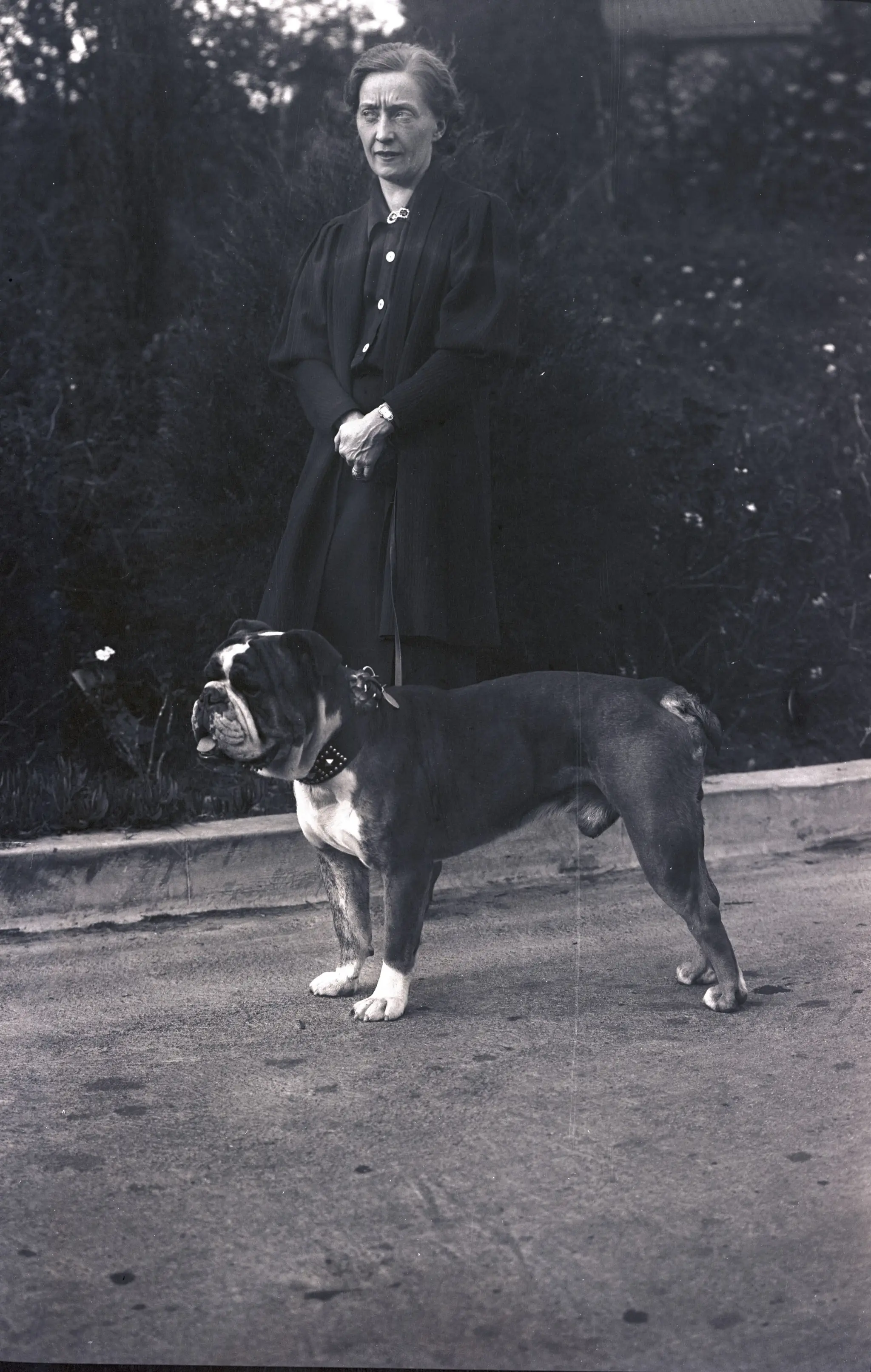 Woman with Bulldog by Unknown