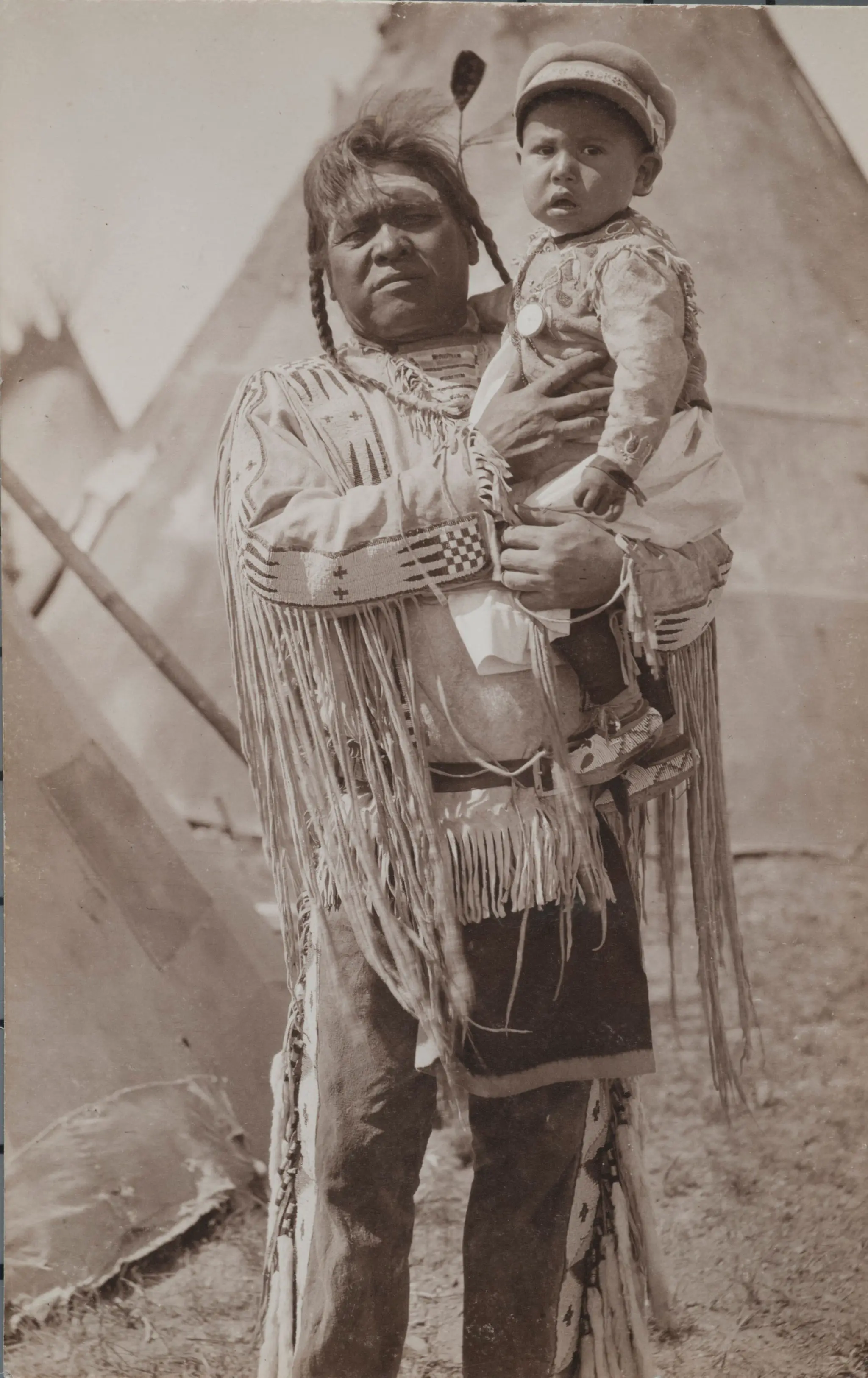Postcard of Indian Man Holding Indian Baby by Unknown