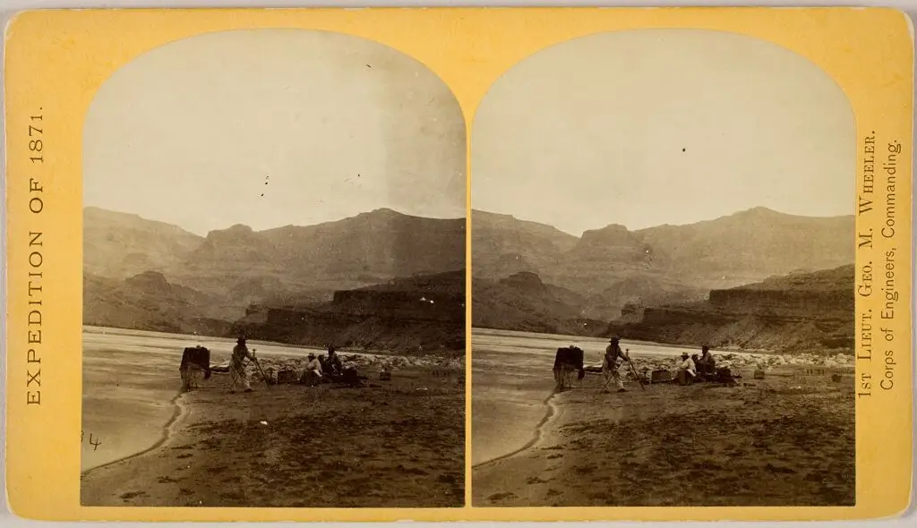Triangulation station, near the mouth of the Grand Cañon, Colorado River by Timothy H. O'Sullivan