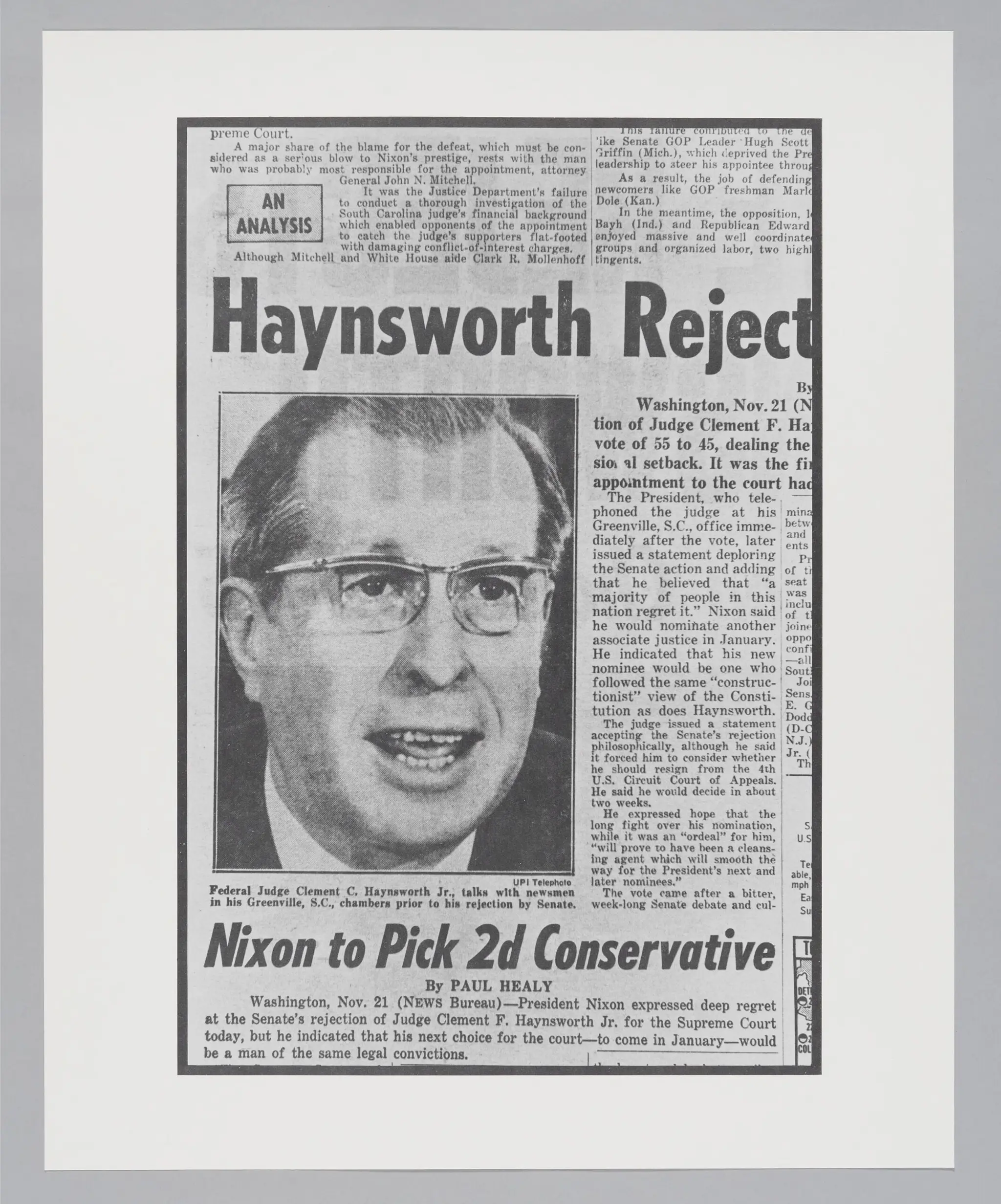 Untitled ("Haynsworth Rejected") by Donald Blumberg