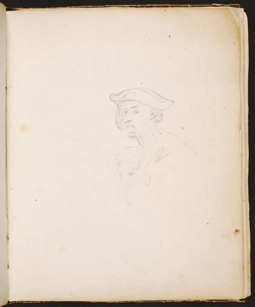 Two Studies of a Man with a Hat; verso: blank by Sir Joshua Reynolds