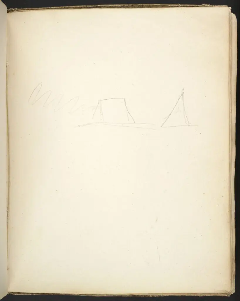 Tents (?); verso: blank page by Sir Joshua Reynolds