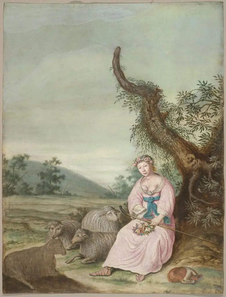 Portrait of a Woman as a Shepherdess by Willem de Heer
