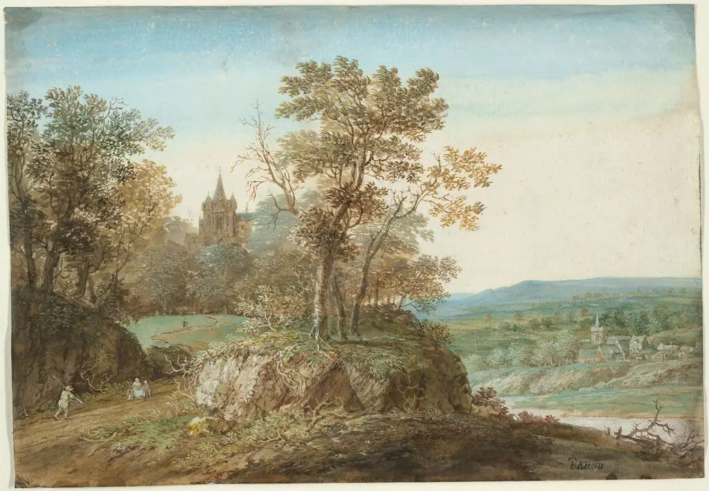 River Landscape with a Church by Gerrit Battem