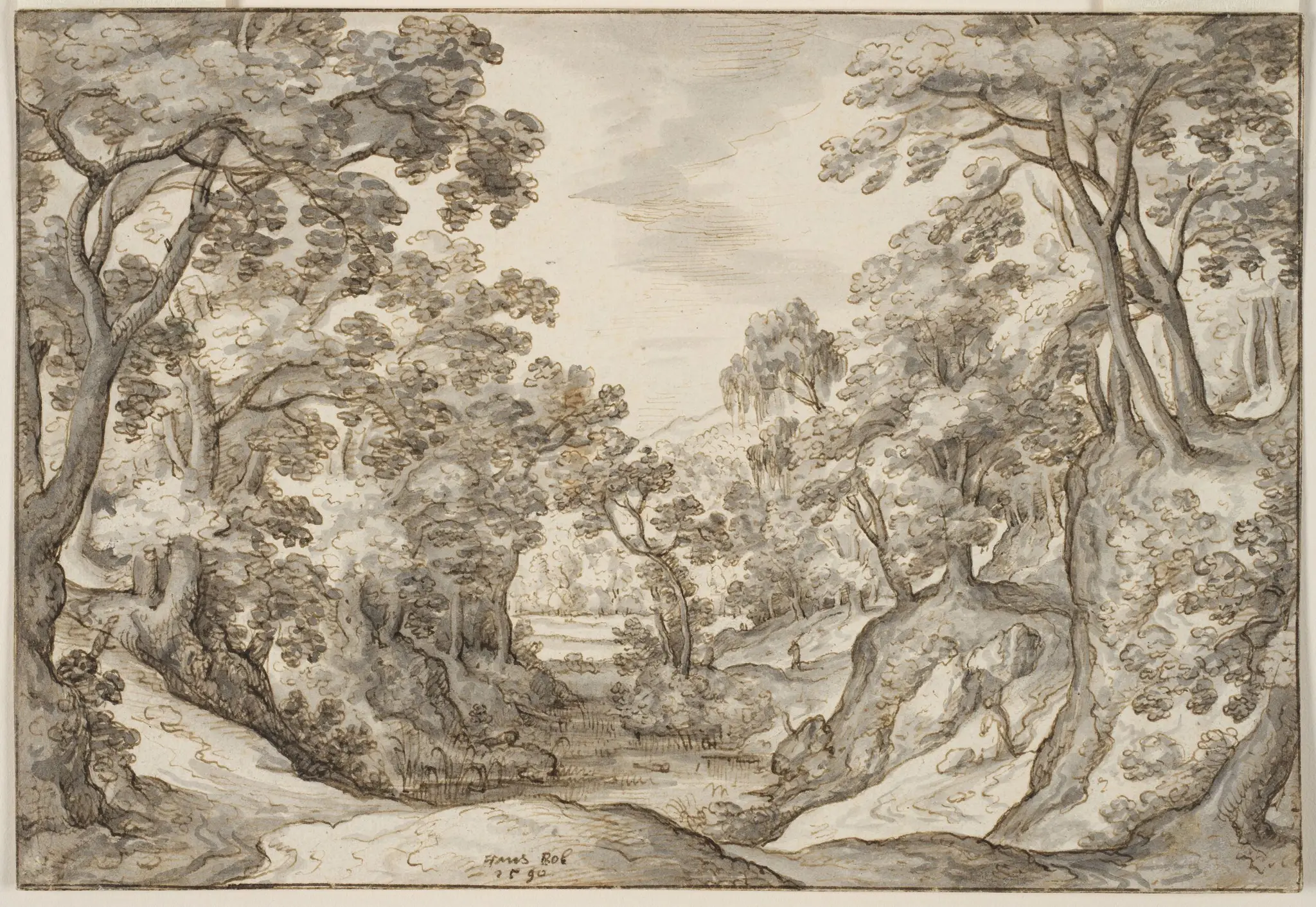 Landscape with a Road near a Pond by Hans Bol