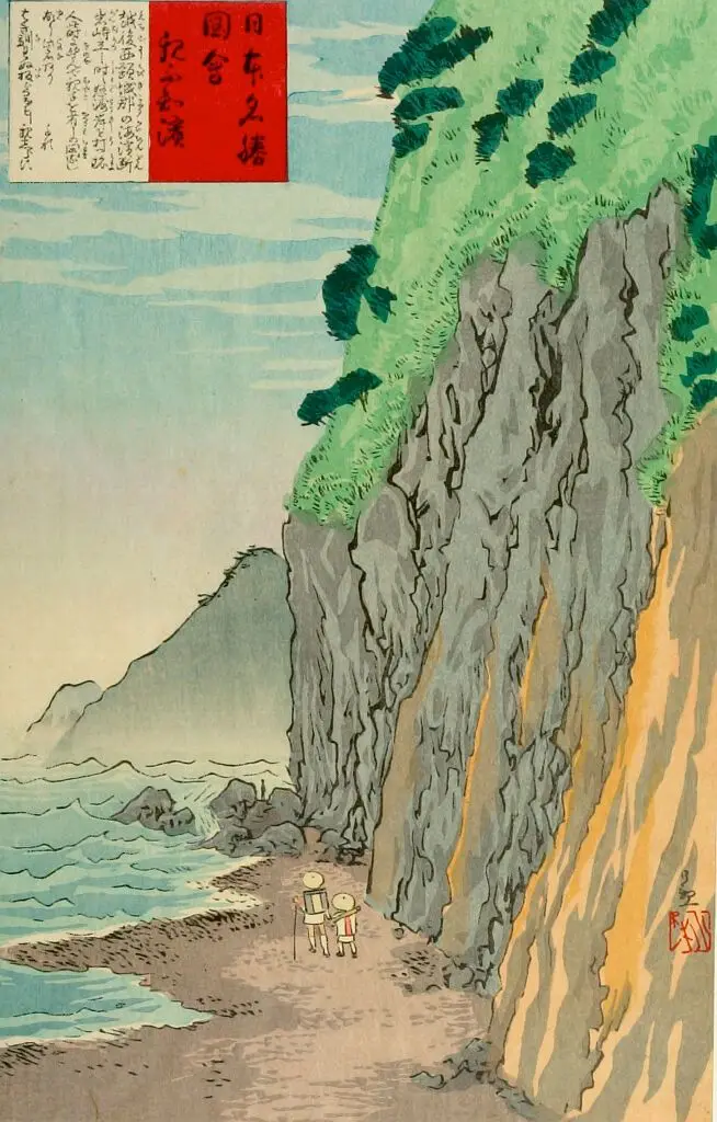 Oyashirazu Beach (Oyashirazuhama), from the series Famous Sights of Japan (Nihon meishō zue) by Kobayashi Kiyochika 小林清親