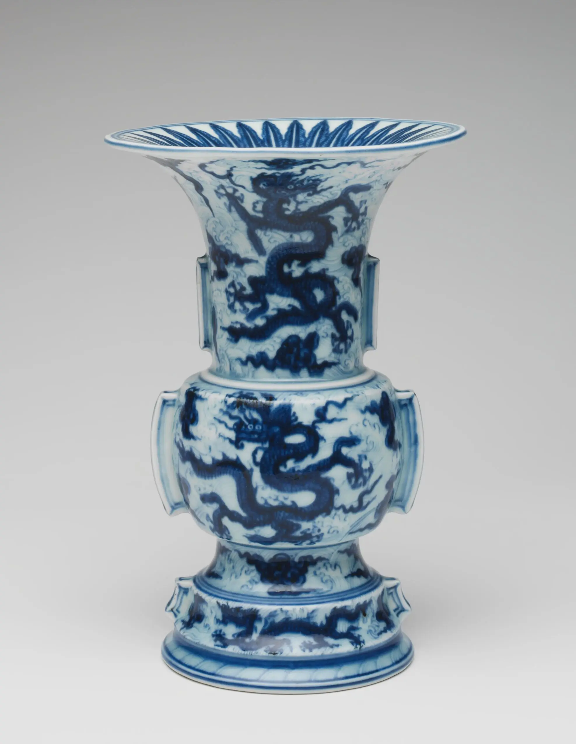 Flower Vase in the Form of an Archaic Bronze 'Zun' Wine Vessel with Dragon-and-Wave Decor by Unknown artist
